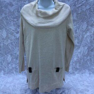 JEANNE PIERRE Cream Mock Neck Sweater Long Sleeve